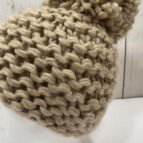 BCBGeneration Tan Chunky Pom Pom Knit Beanie - Picture 11 of 12